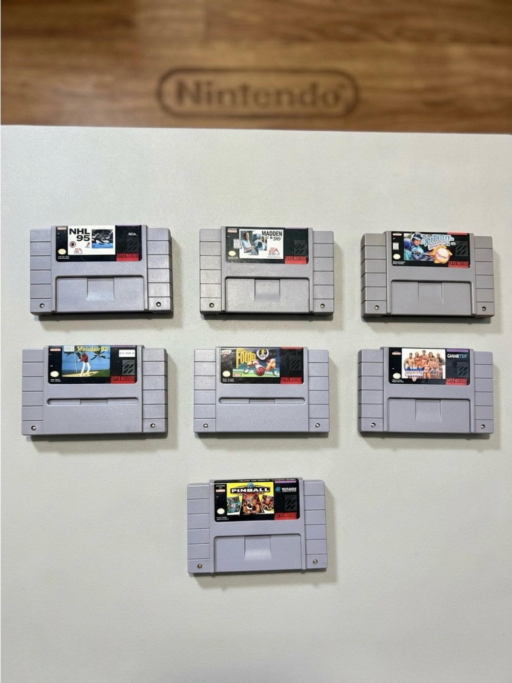Super Nintendo SNES Games Lot of 7 - Madden 96, NHL 95, Ken Griffey Jr & More